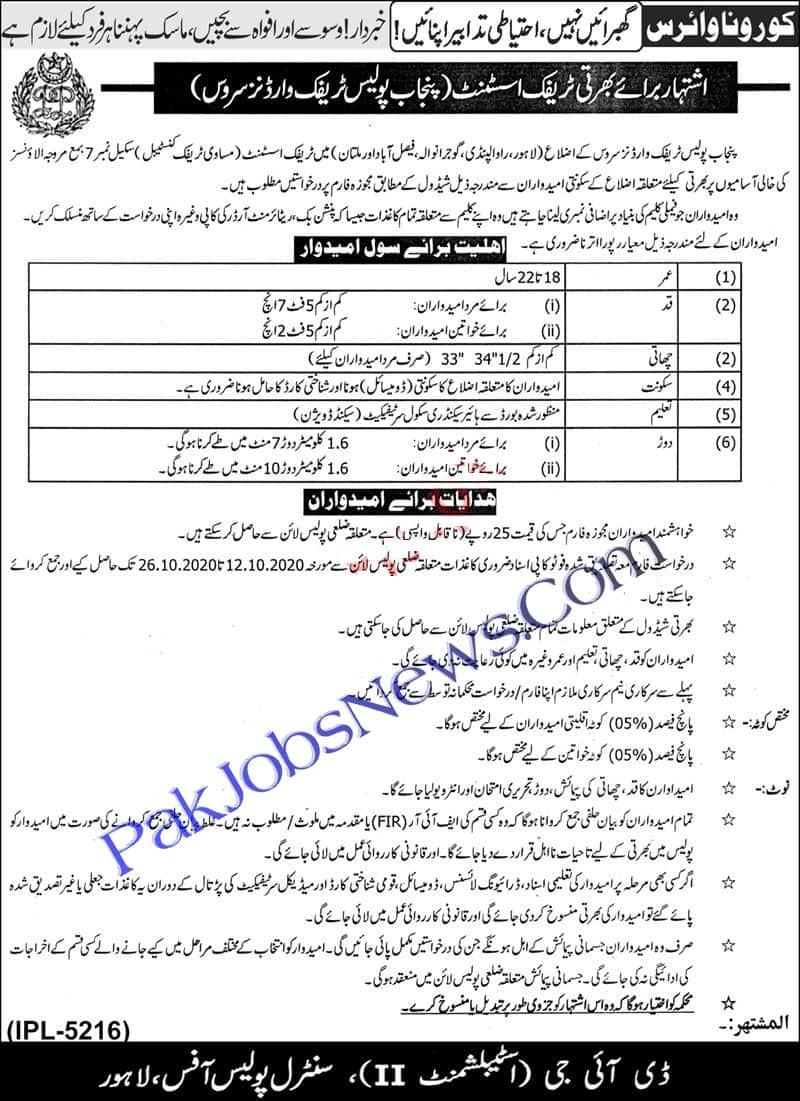 Traffic Warden Jobs 2020 Traffic Assistant in Punjab Police Department