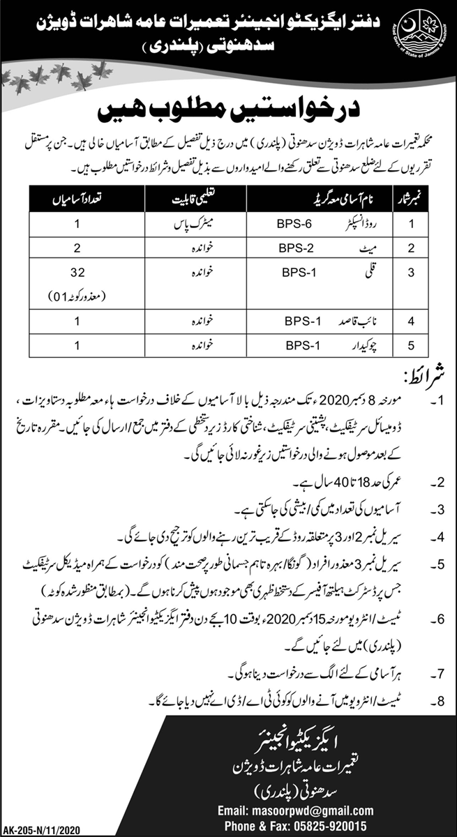 Provincial Highway Division Jobs November 2020 new careers