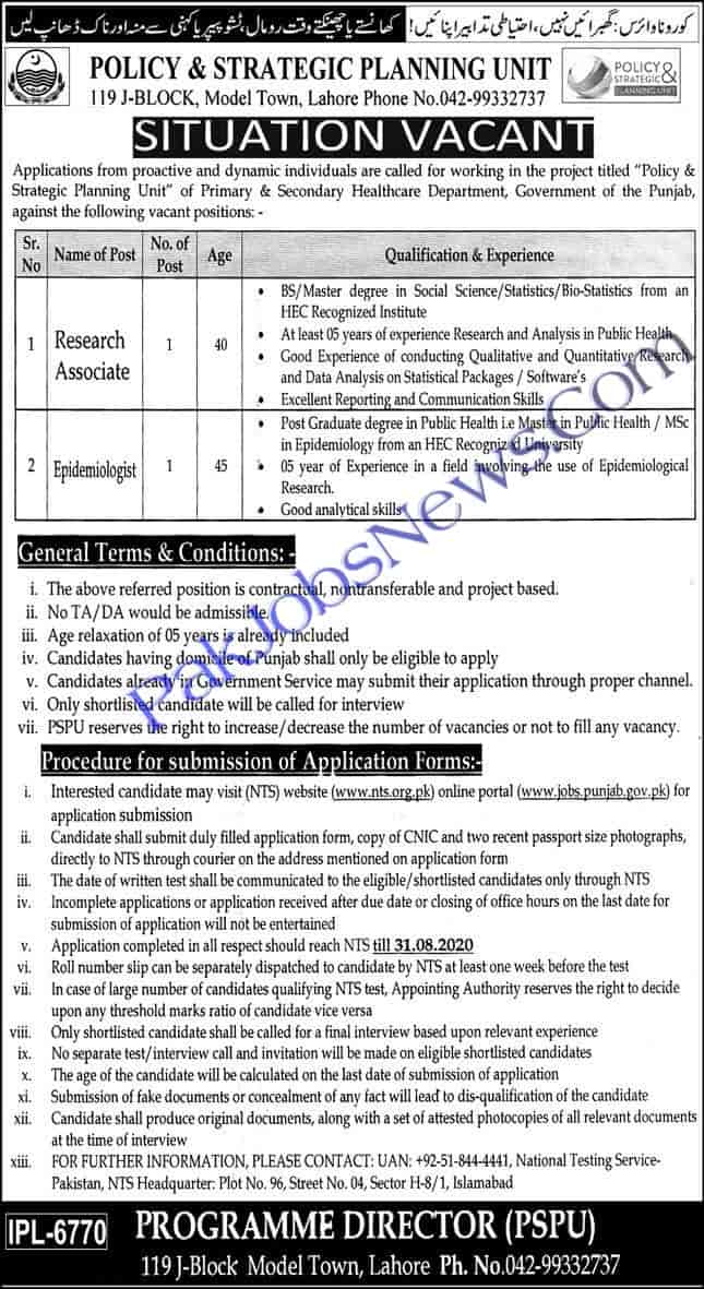 Policy And Strategic Planning Unit Jobs 2020