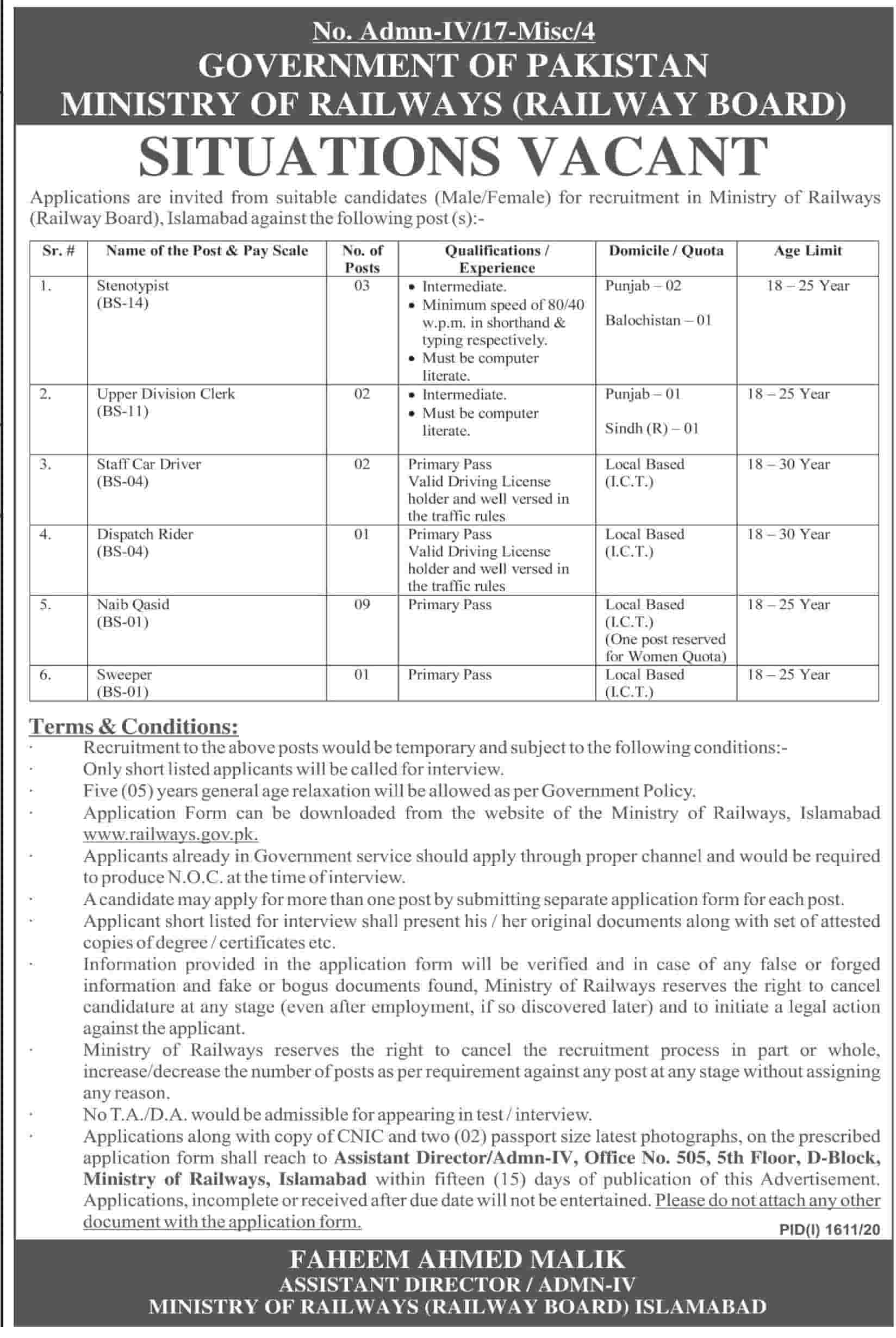 Latest Pakistan Railways - Ministry Jobs Official Advertisement 2020