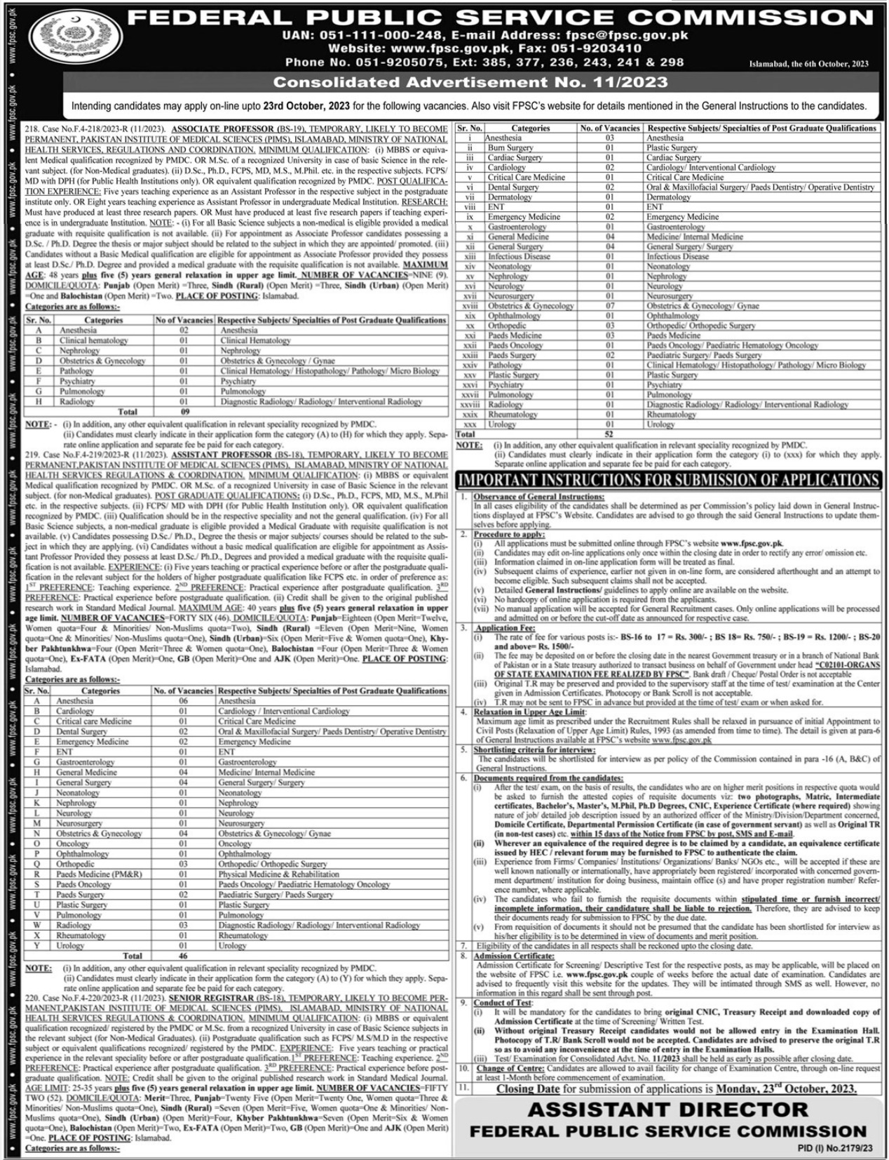 FPSC Jobs 2023