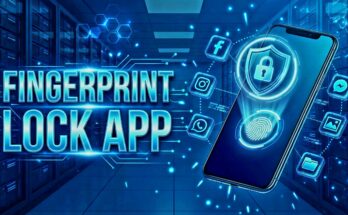 Fingerprint lock app thumbnail showing a secure phone with fingerprint and app icons