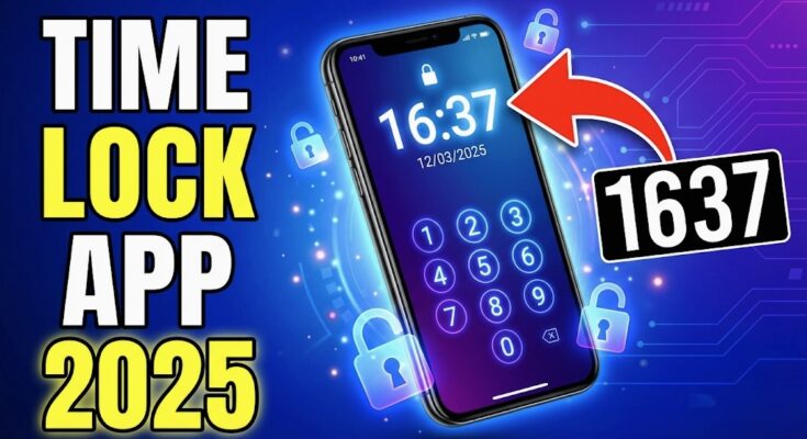 Time Lock App 2025 thumbnail showing digital clock password screen for Android security